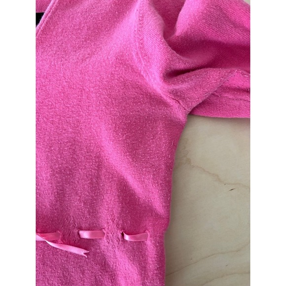 Balletcore Ribbon Tie Knit Sweater Women Sz M Pink Coquette Empire Waist Ruffle - Picture 7 of 10